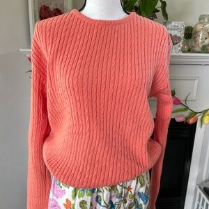 Brooks Brothers Orange Crew Neck Sweater with Ribbed Knit
